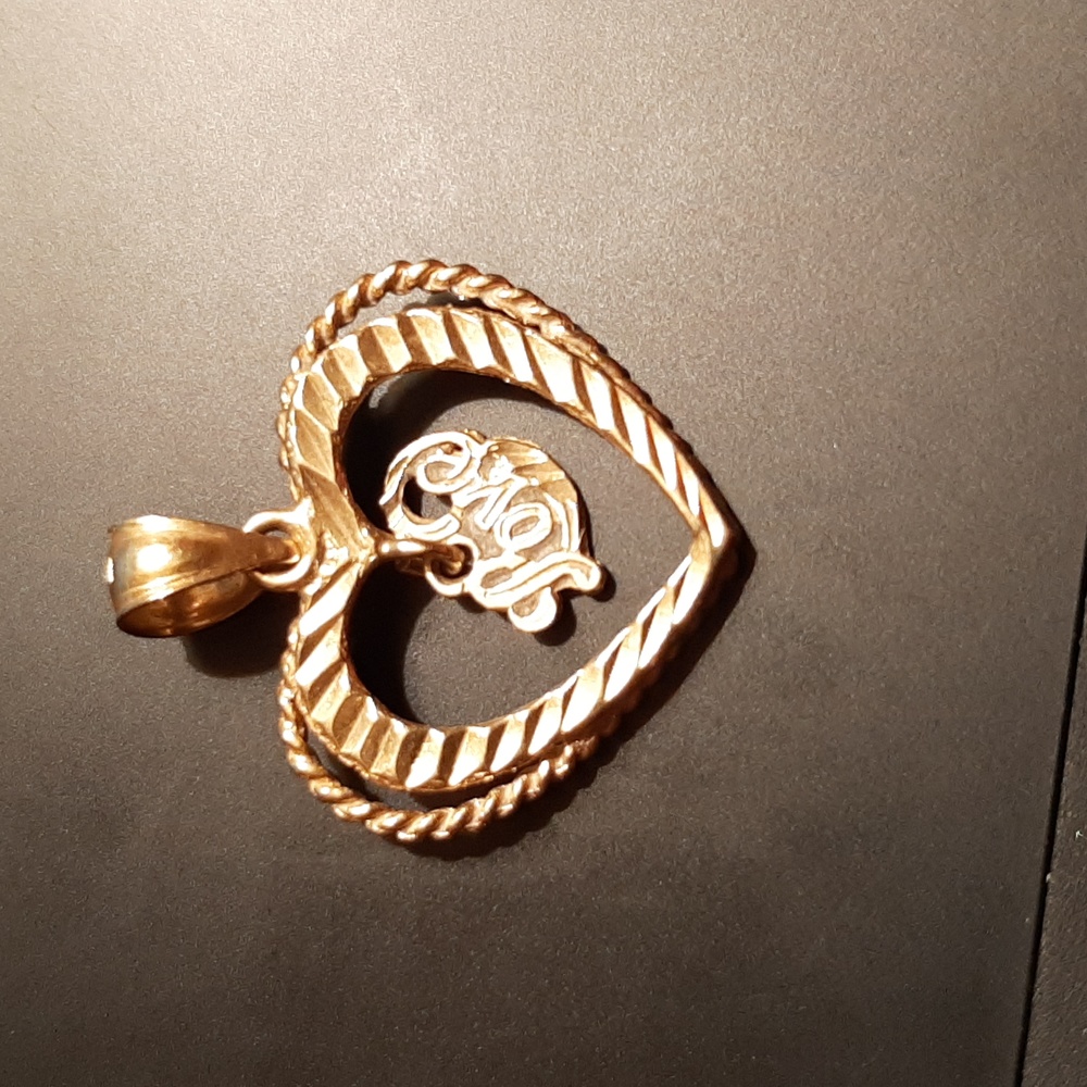 14K Gold Heart with Love - Picture 1 of 5